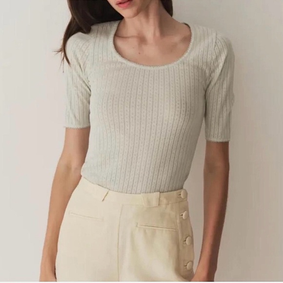 Doen Tops - Doen Anthia Pointelle Tee in Cove M